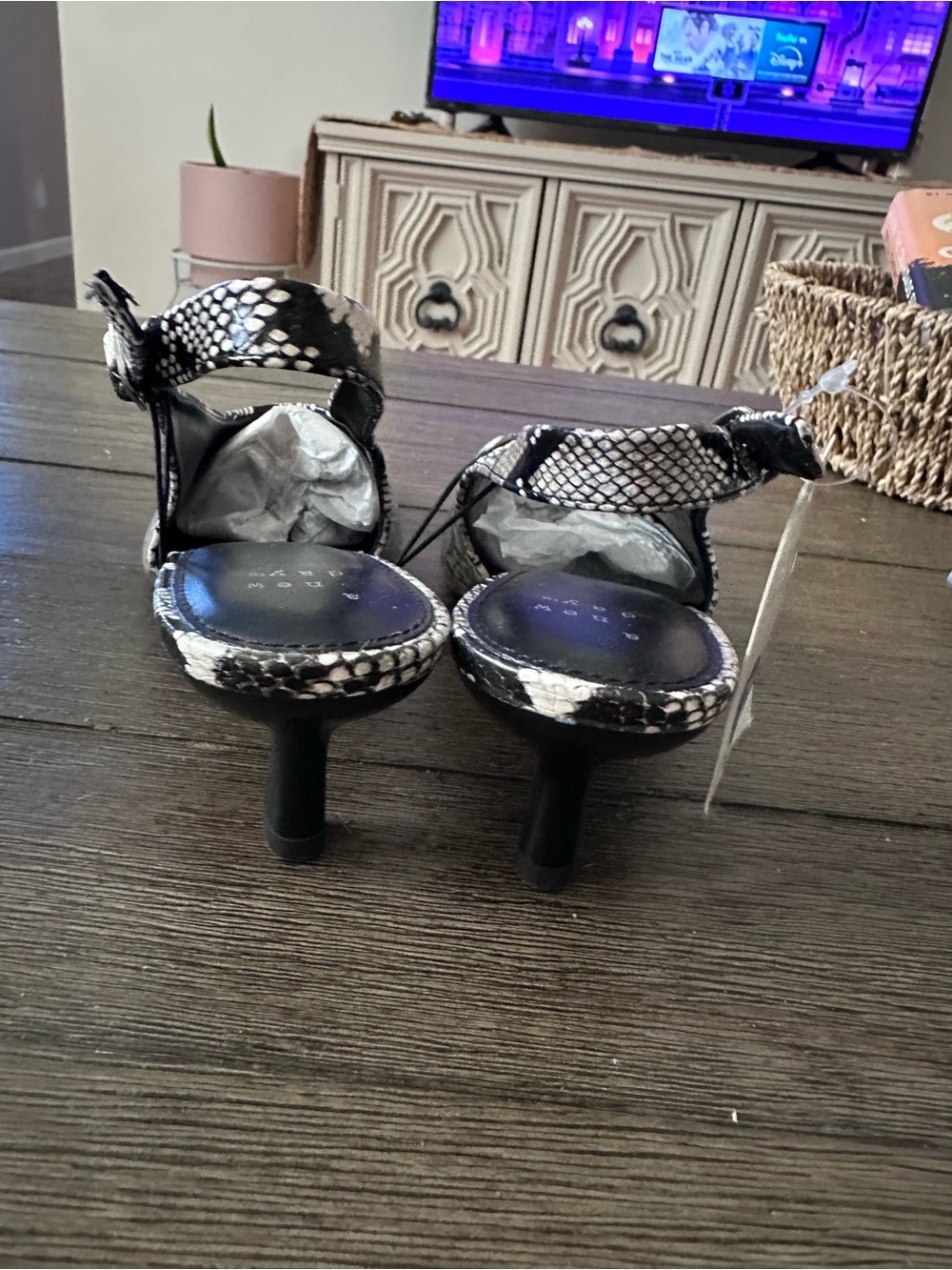 a new day Pointed Snake-Print Slingback Flats - Black & Cream - Picture 3 of 4